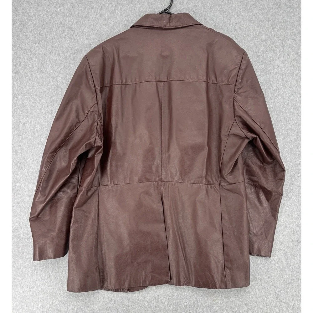 Vintage Sears The Leather Shop Brown Leather Blazer Jacket 46R Men's